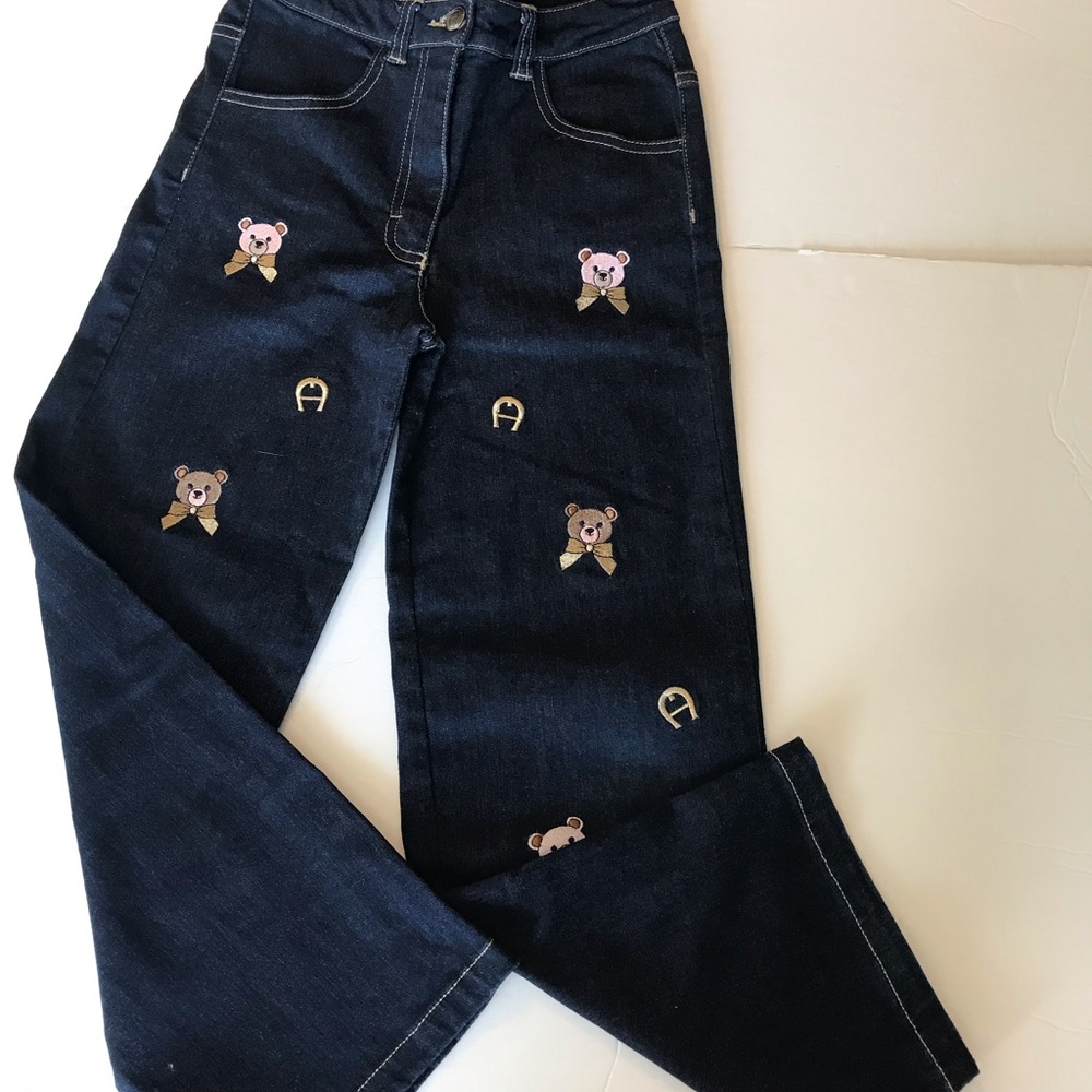 AIGNER, GIRLS  EMBROIDERED PANTS.